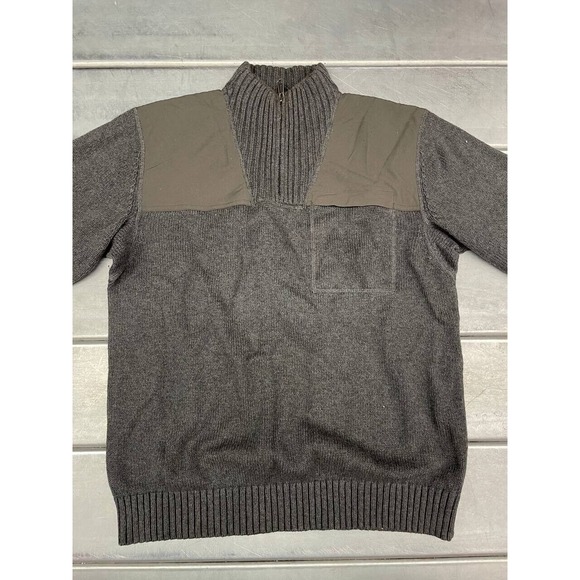 Duluth Brigadier Mock Neck Sweater Mens Medium Fisherman Chunky Wool Blend - Picture 2 of 10